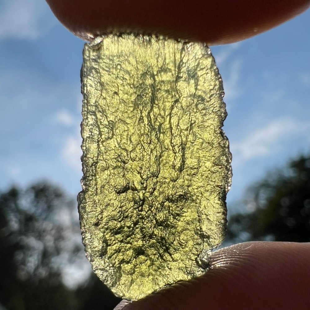 Moldavite Authentic Rare Tektite Crystal Specimen 3 grams from Czech Republic